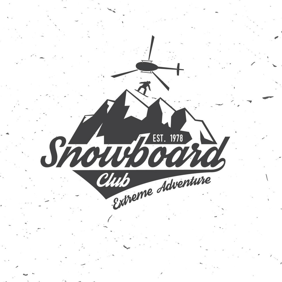 club de snowboard. illustration vectorielle. concept de chemise ou de logo, d'impression, de timbre ou de tee-shirt. vecteur