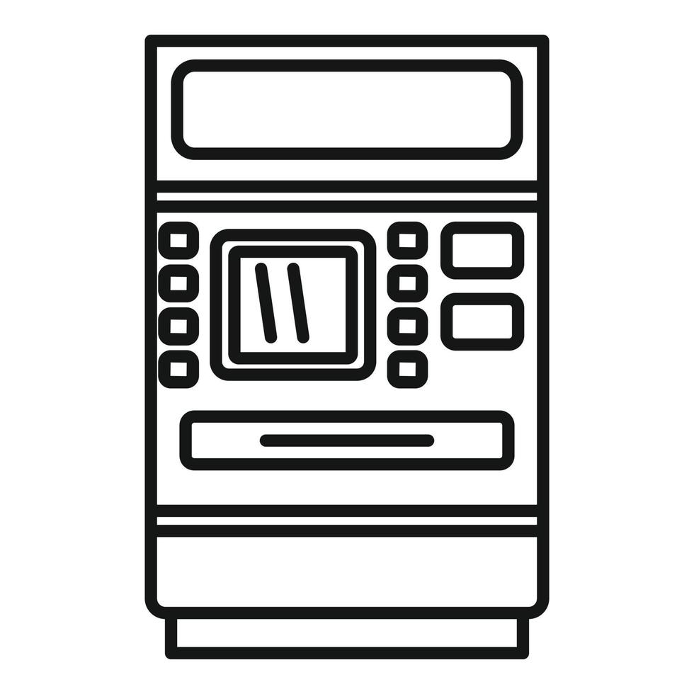icône de reçu de caisse automatique, style de contour vecteur