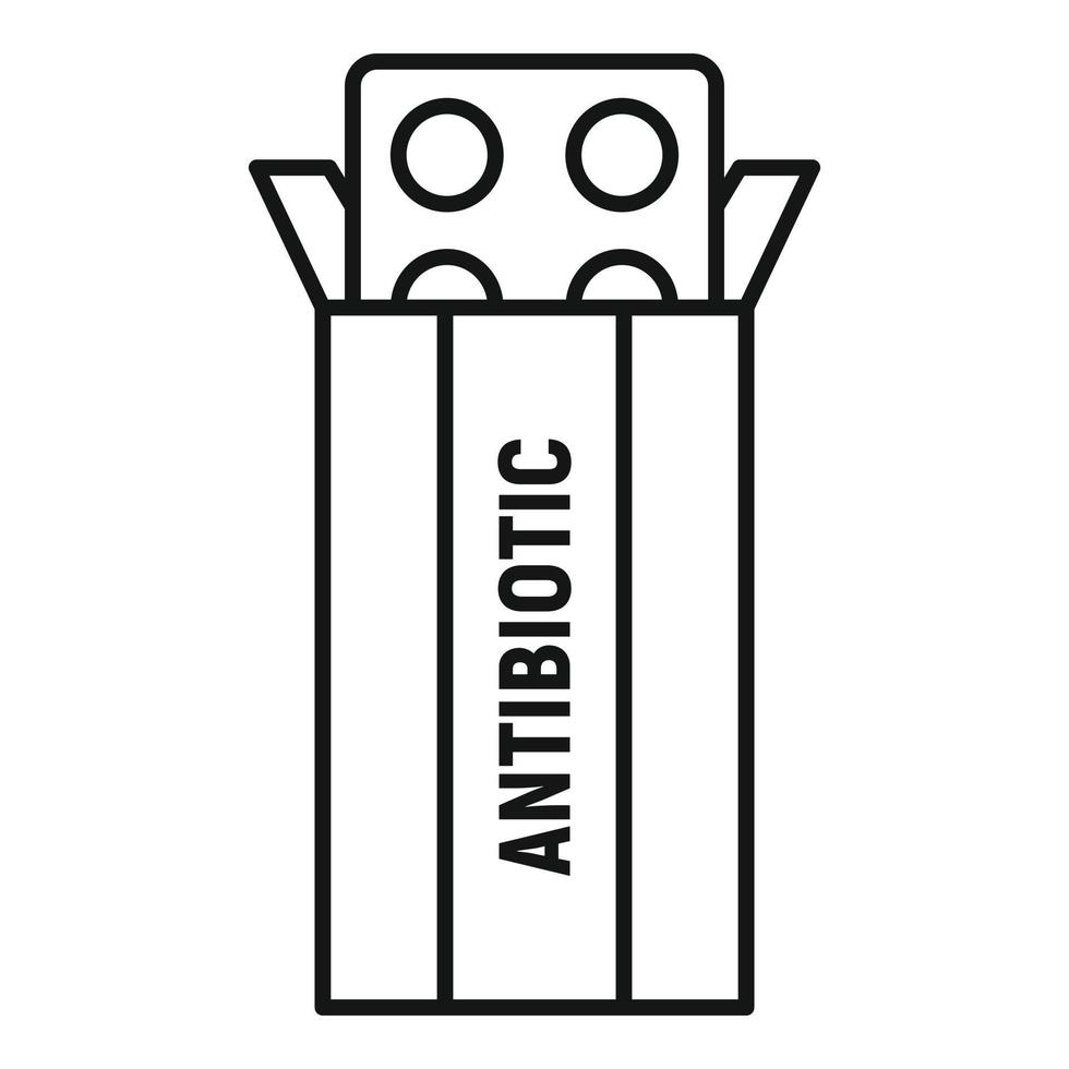 icône de boîte de paquet d'antibiotiques, style de contour vecteur
