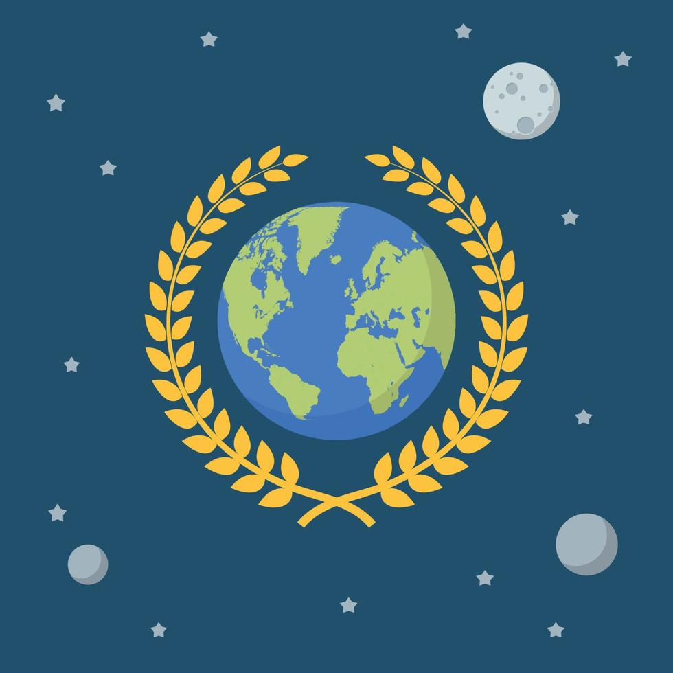 globe terrestre avec couronne dorée sur fond d'espace vecteur
