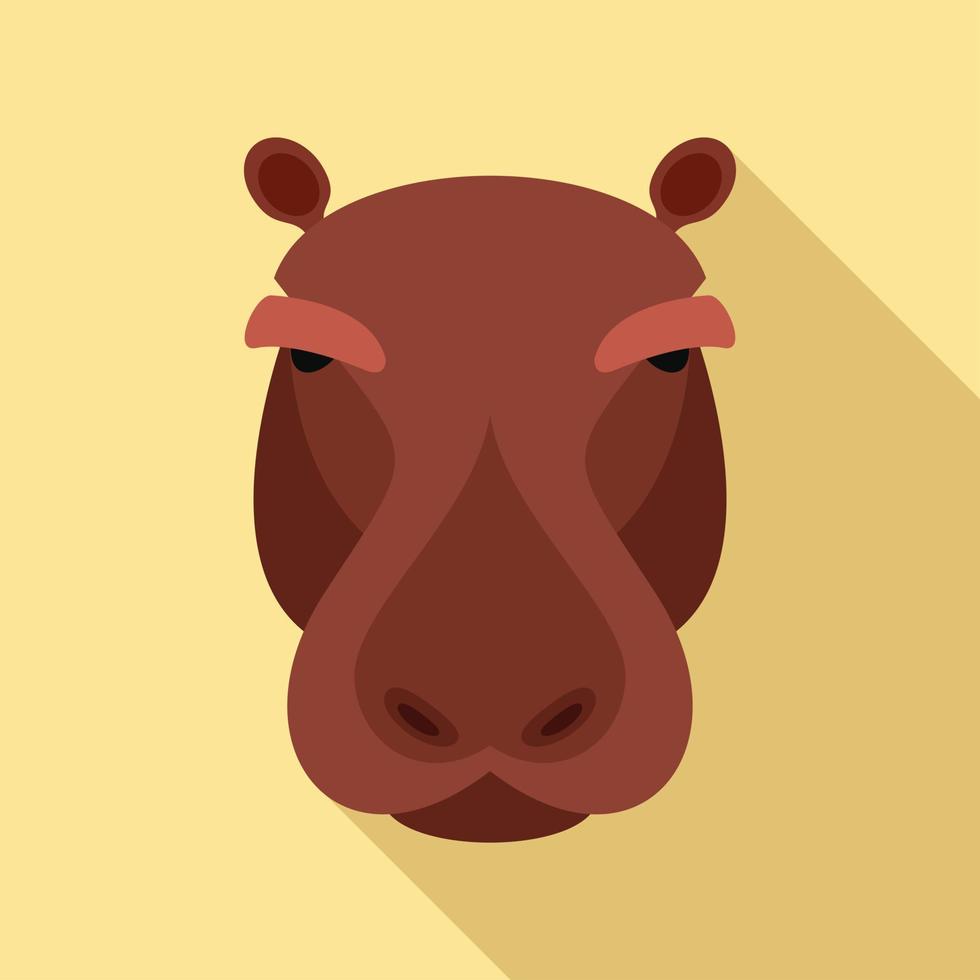 icône d'hippopotame, style plat vecteur