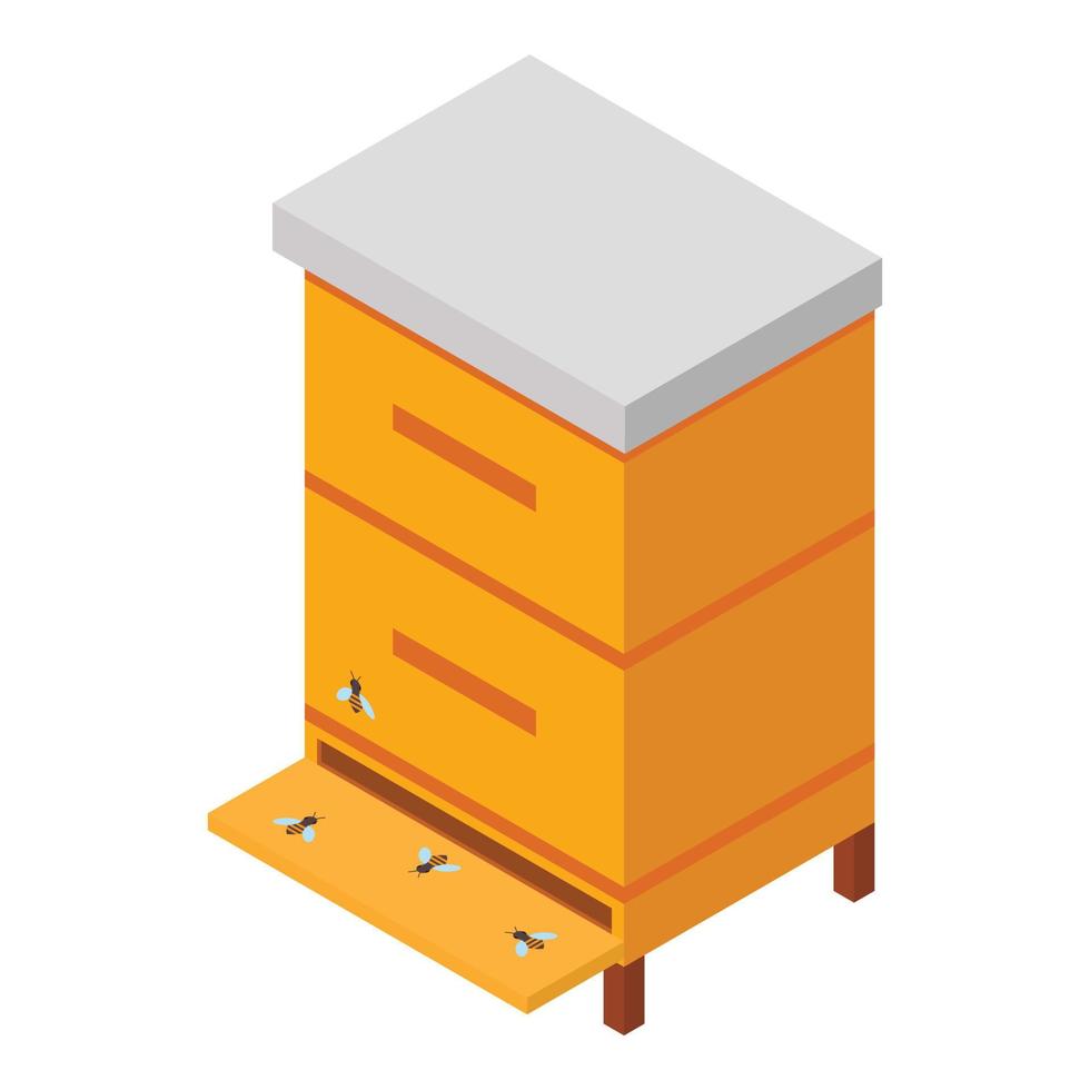 icône de ruche en bois, style isométrique vecteur