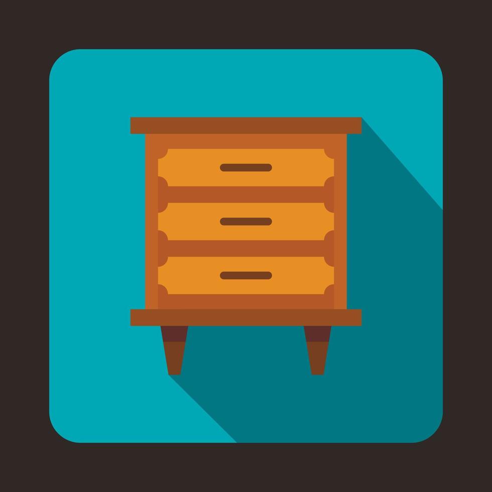 icône de table de chevet en bois, style plat vecteur