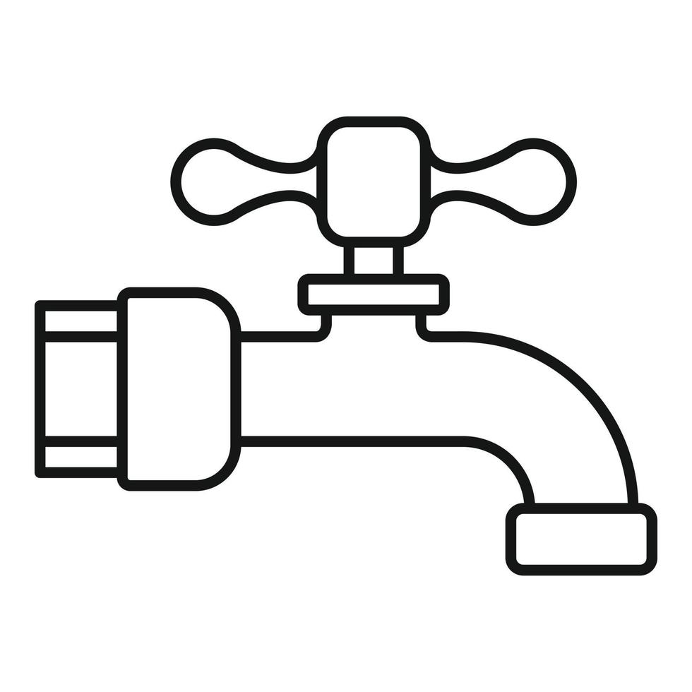 icône de robinet cassé, style de contour vecteur