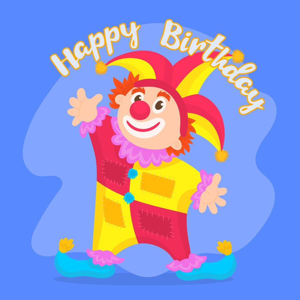 clown heureux de dessin animé pour la fête d'anniversaire vecteur