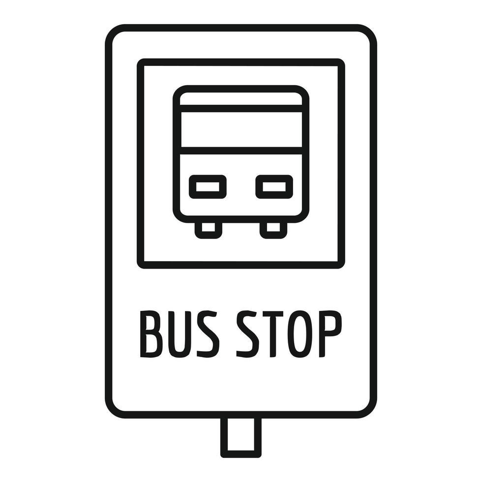 icône de panneau d'arrêt de bus de ville, style de contour vecteur