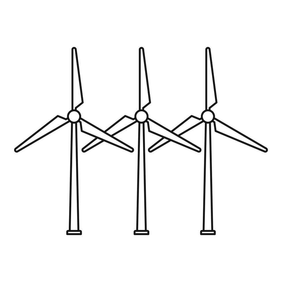 icône de l'éolienne de la tour, style de contour vecteur