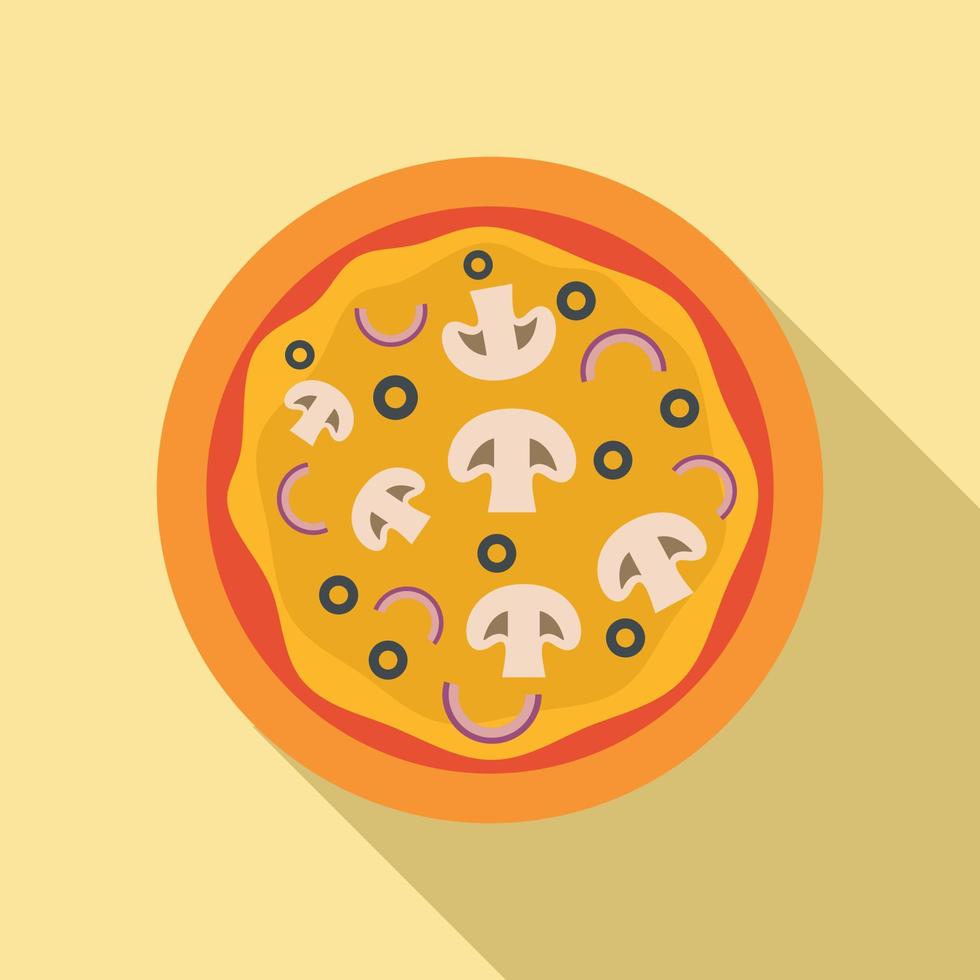 icône de pizza aux olives aux champignons, style plat vecteur