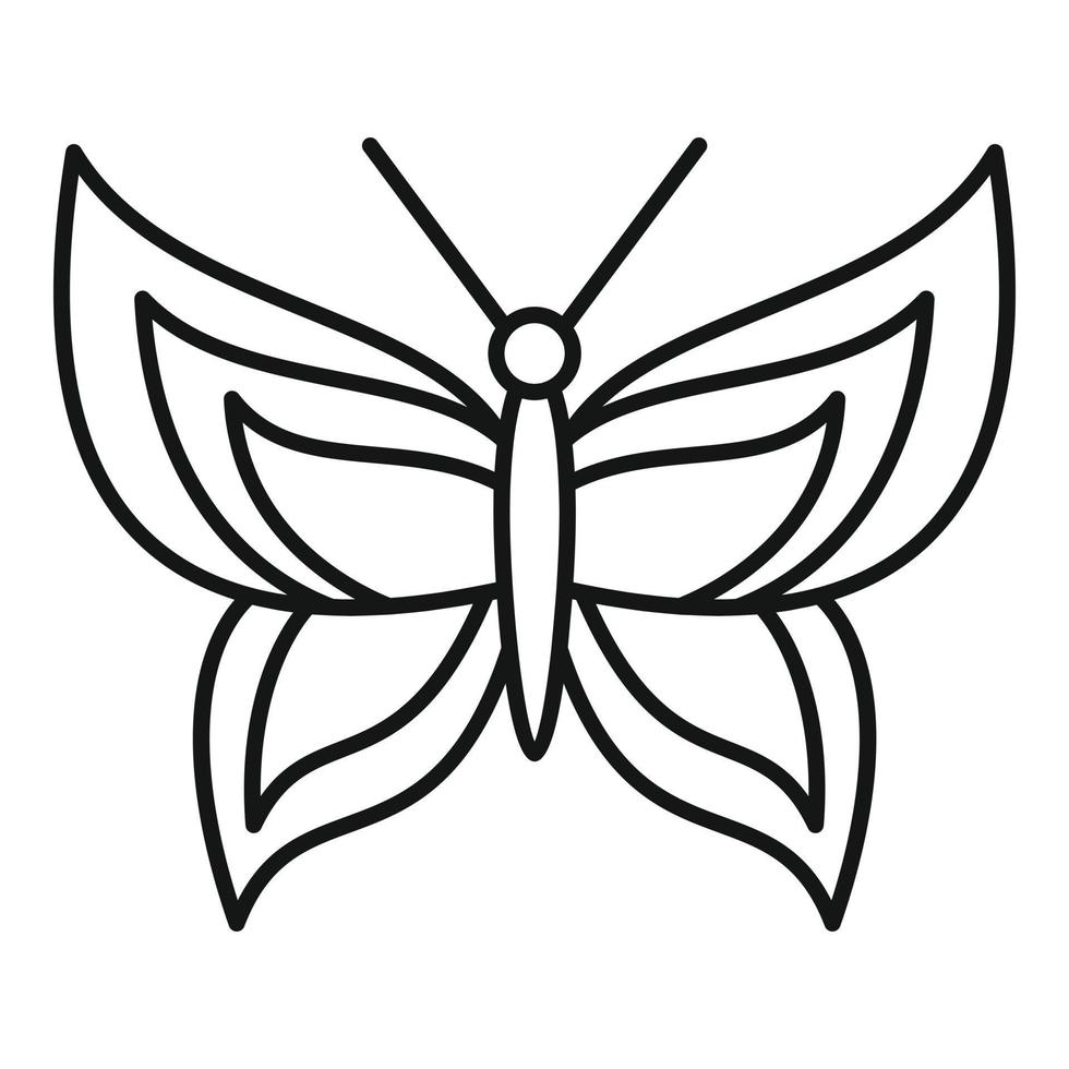 icône de papillon de fleur, style de contour vecteur