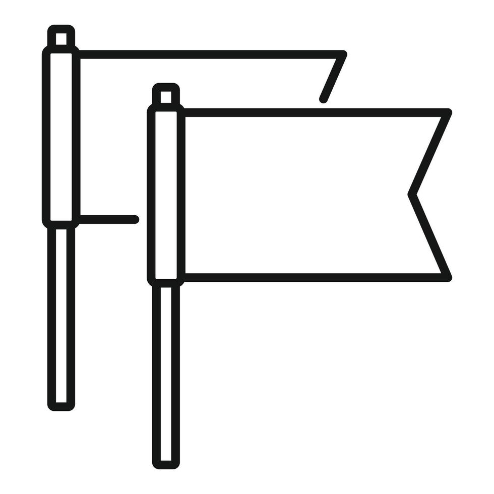 icône de drapeaux de formation de chien, style de contour vecteur