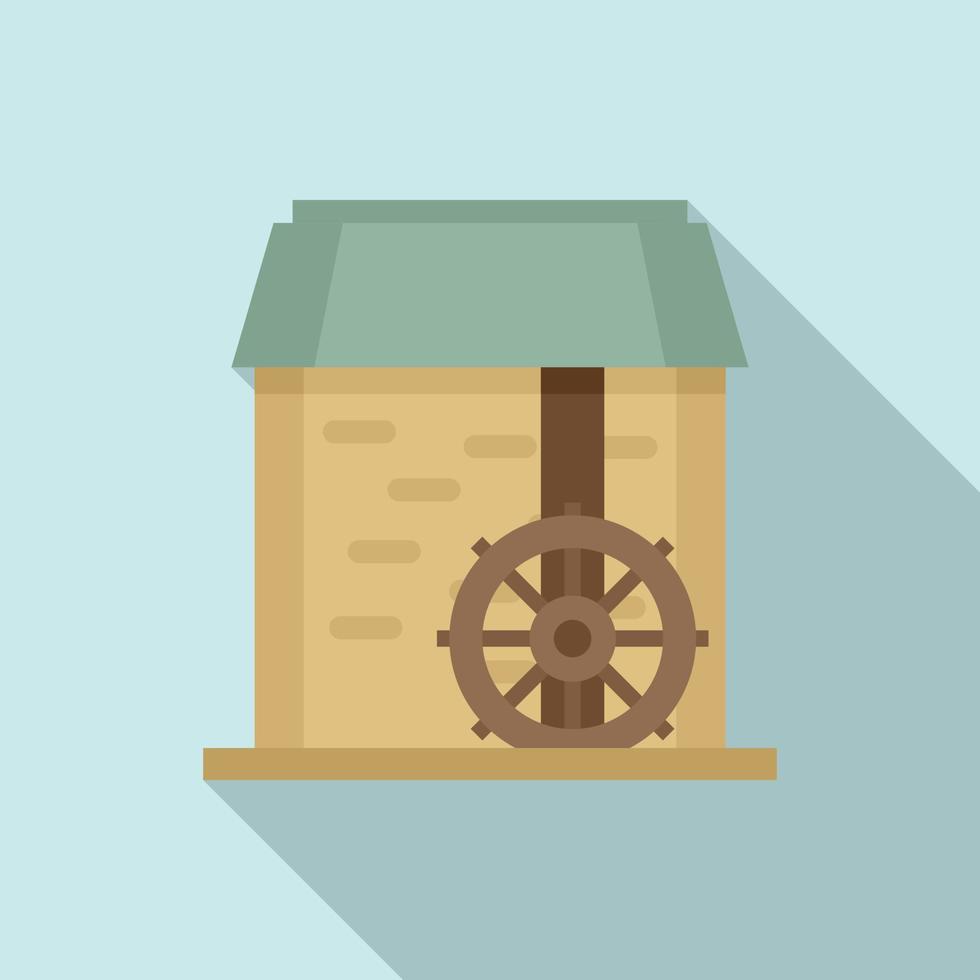 icône de roue de moulin à eau, style plat vecteur