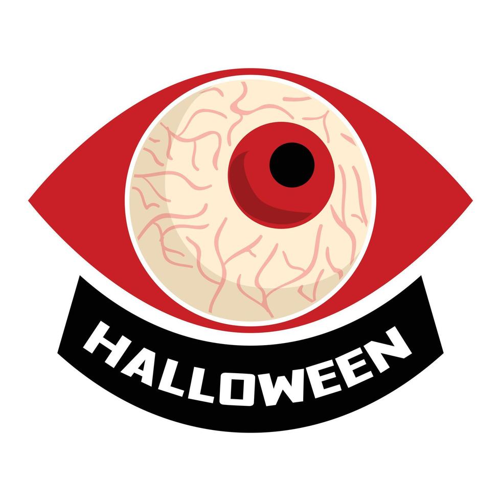 logo de globe oculaire halloween, style cartoon vecteur