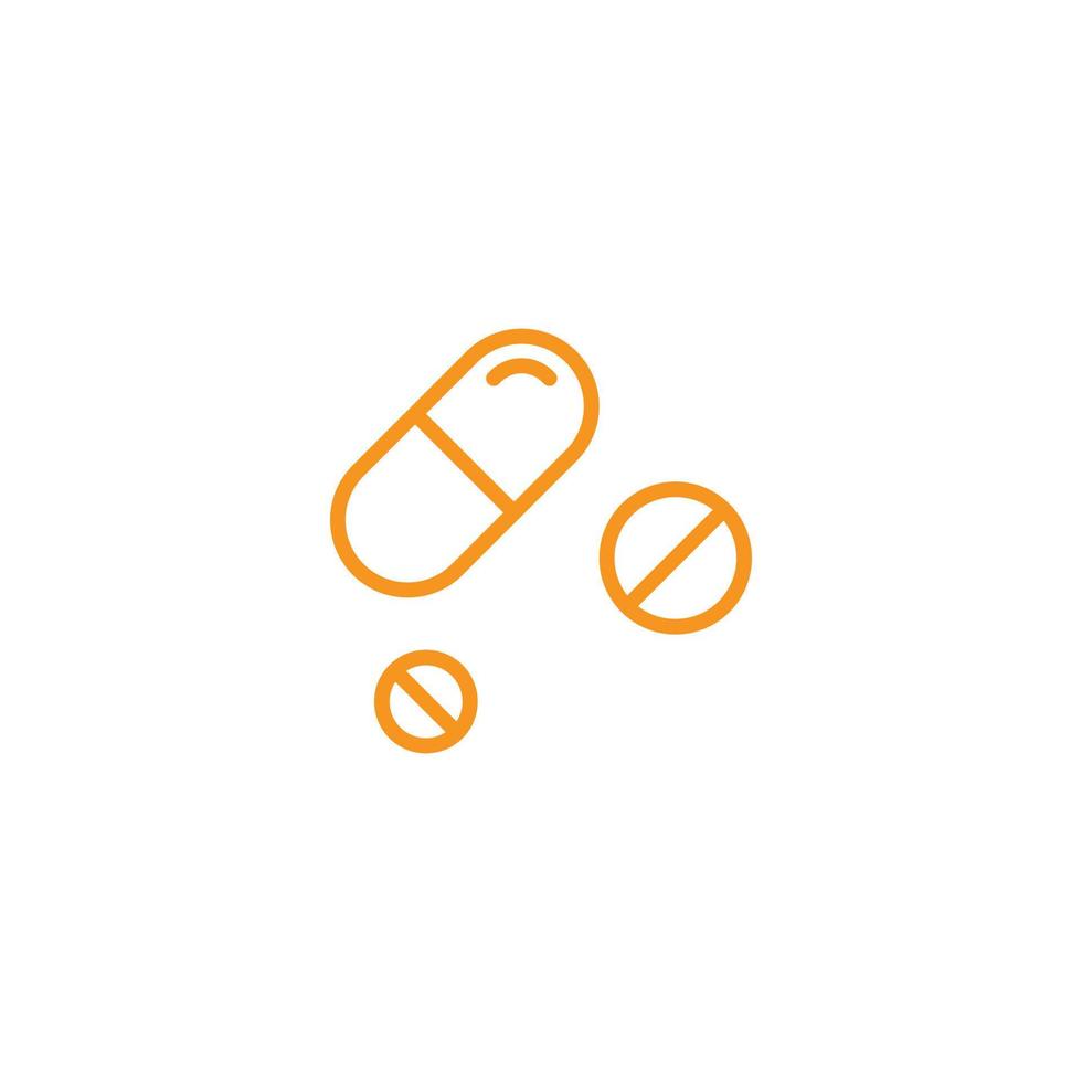eps10 vecteur orange éviter ou pas d'icône d'art en ligne de médicaments isolé sur fond blanc. pilules et symboles de contour de capsule dans un style moderne et plat simple pour la conception, le logo et l'application mobile de votre site Web