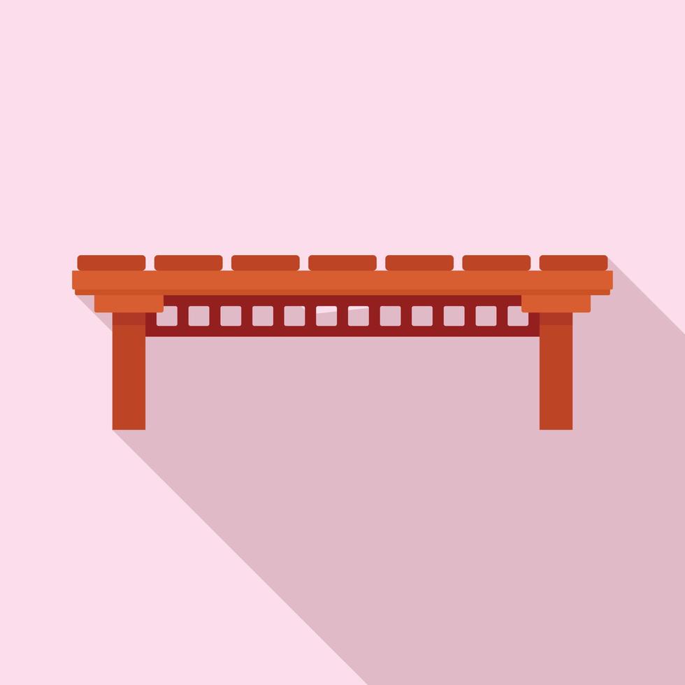 icône de pont de rivière en bois, style plat vecteur
