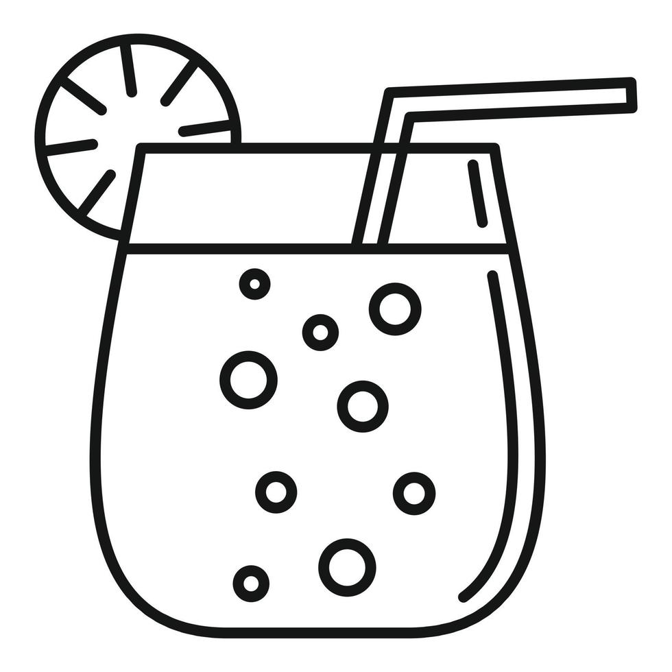 icône de verre à cocktail, style de contour vecteur