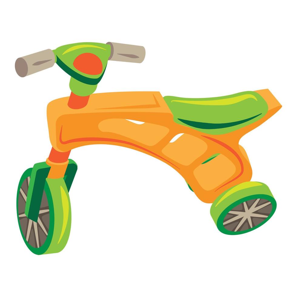 icône de tricycle en plastique, style cartoon vecteur