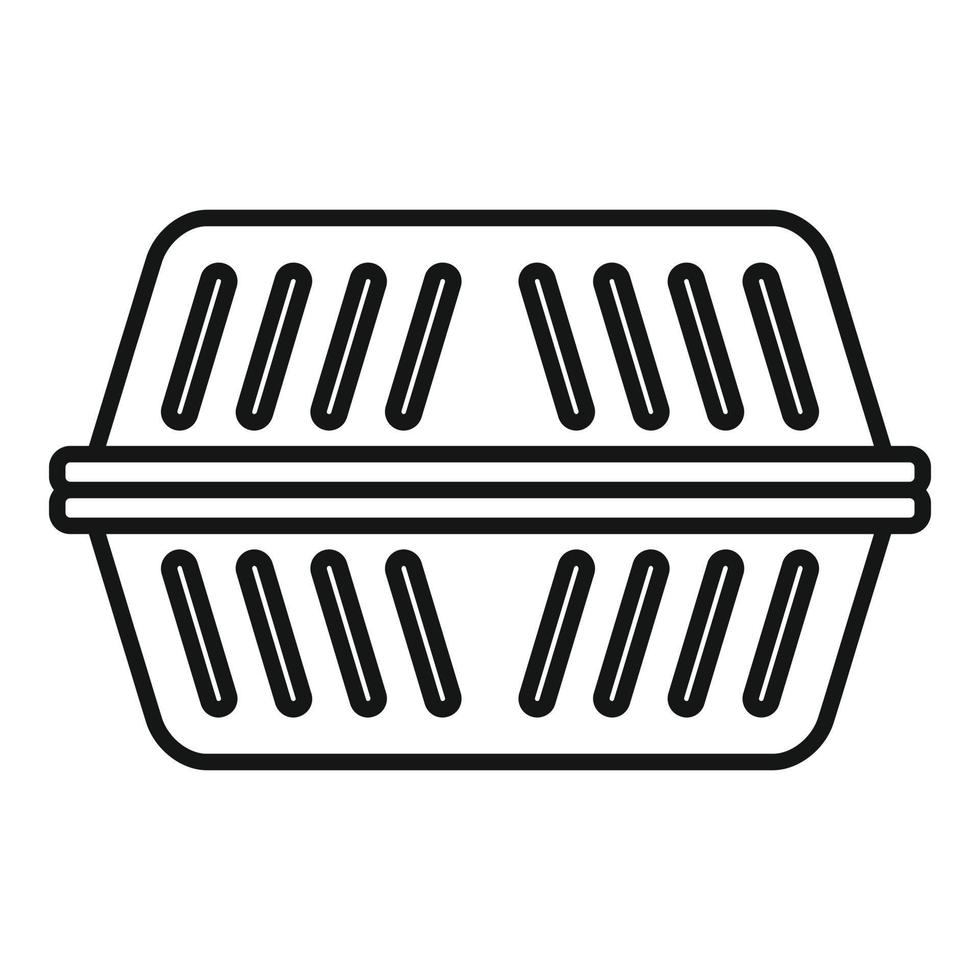 icône de boîte en plastique de stockage, style de contour vecteur