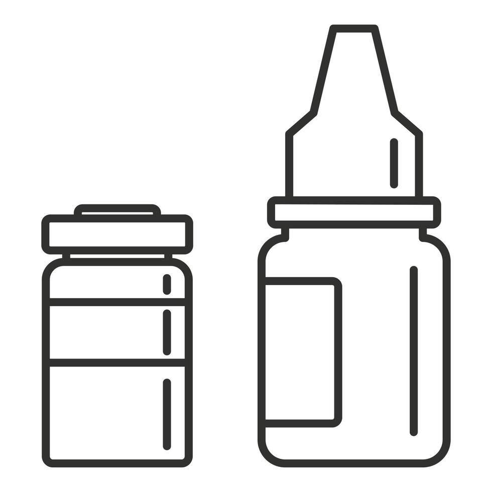icône de bouteille de liquide médical, style de contour vecteur