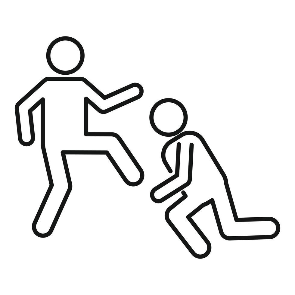 icône de violence de combat public, style de contour vecteur