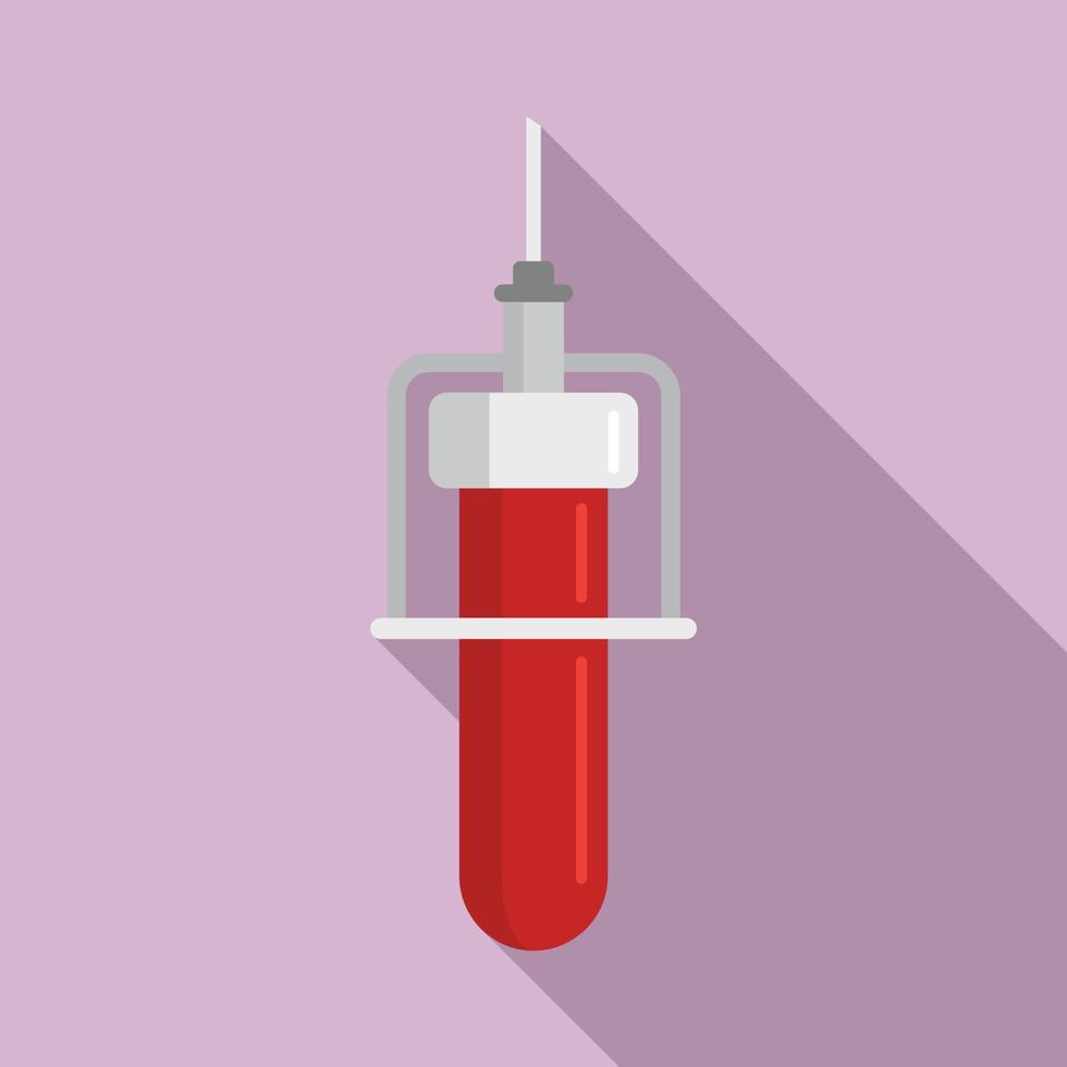 icône de tube de test sanguin de diabète, style plat vecteur