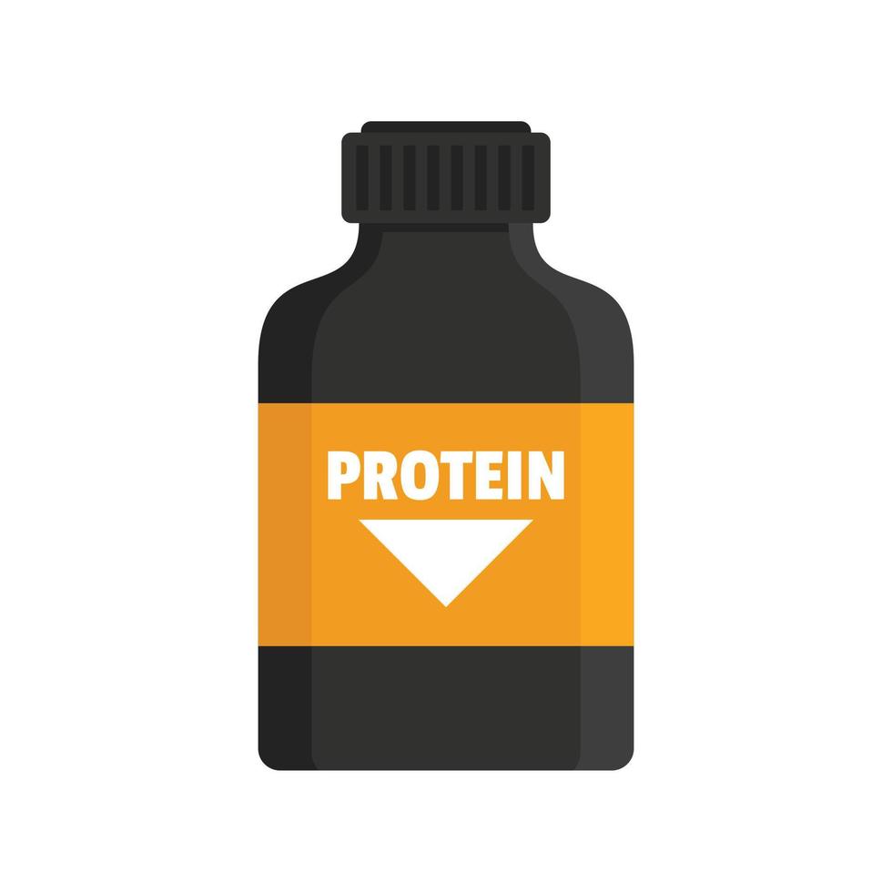 icône de bouteille de sport de protéines, style plat vecteur