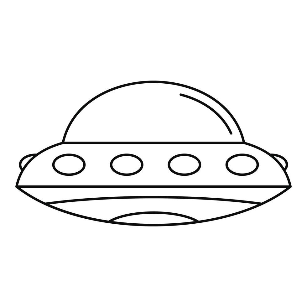 icône de vaisseau spatial extraterrestre, style de contour vecteur