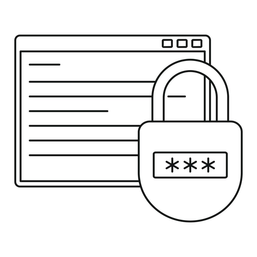 icône de programme sécurisé, style de contour vecteur