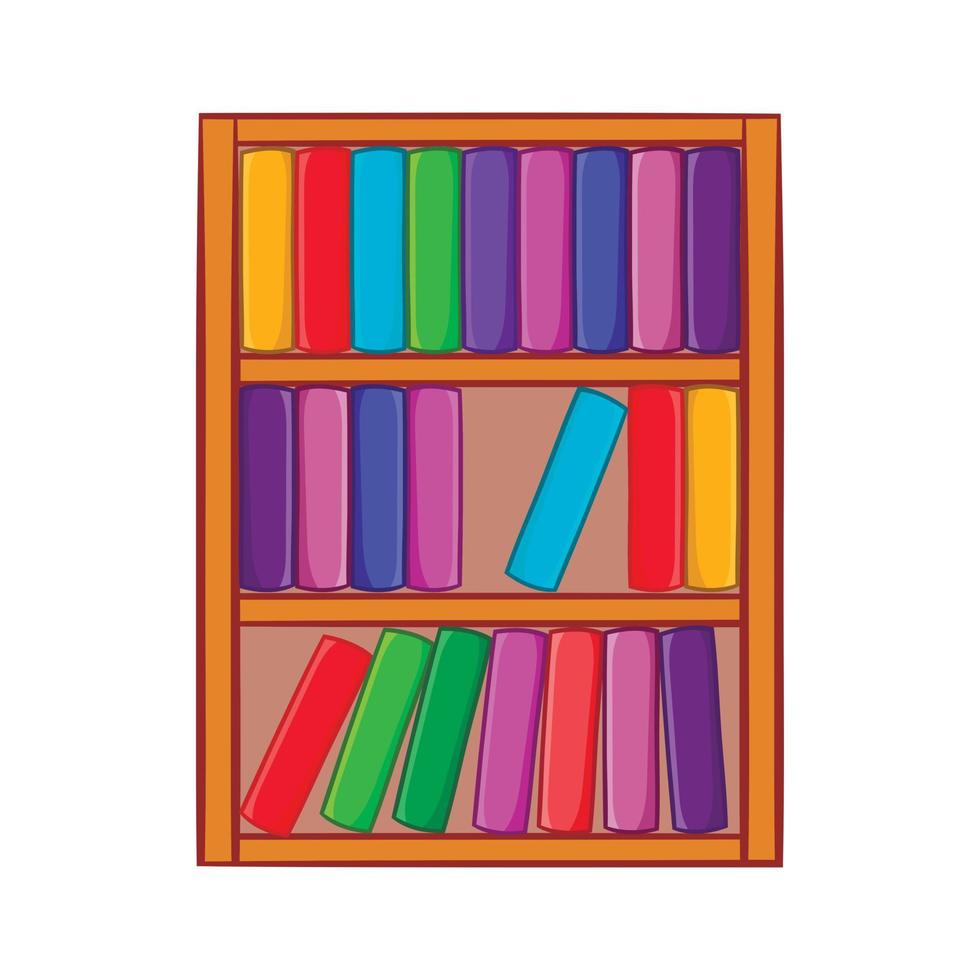 étagère d'icône de livres, style cartoon vecteur