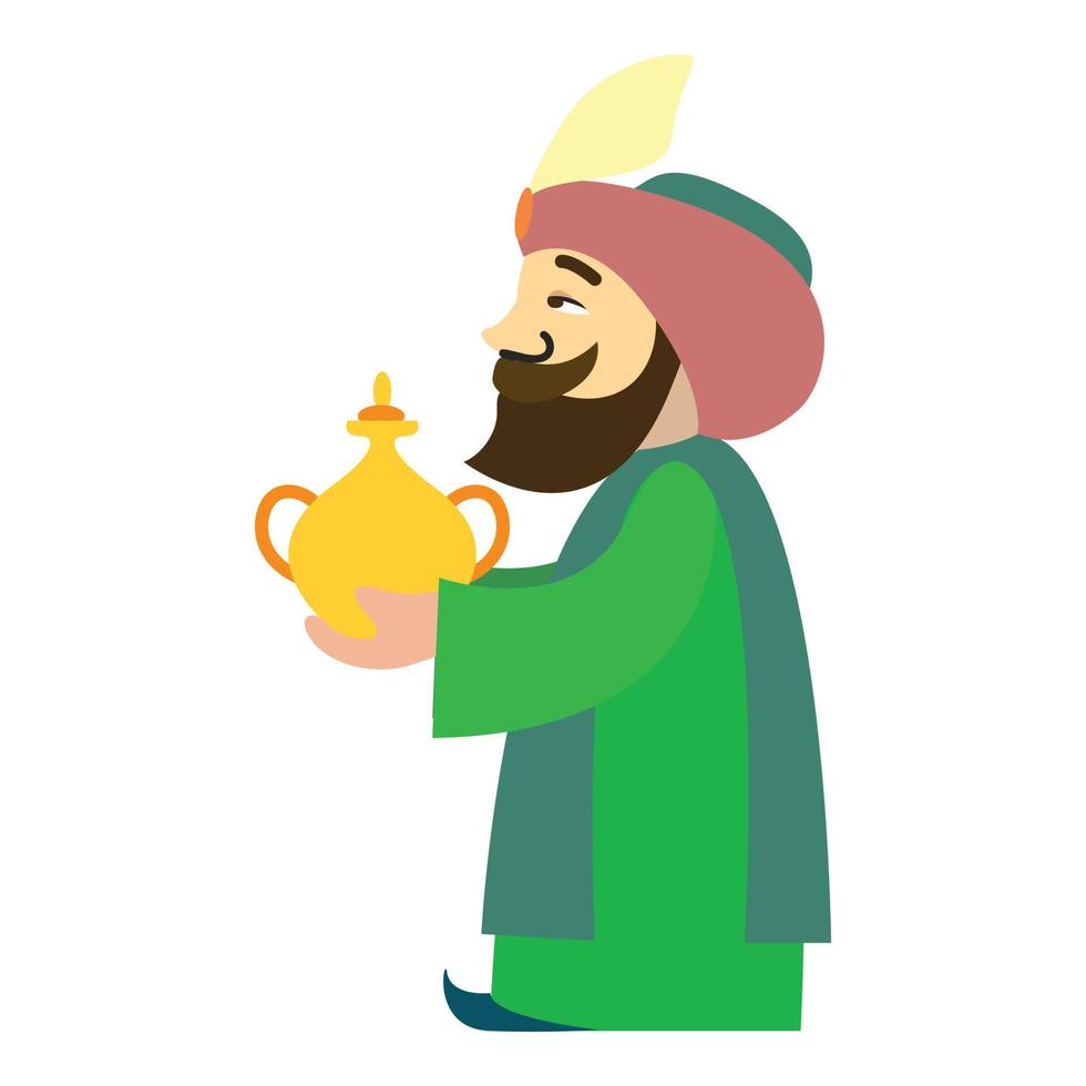 icône du roi arabe balthazar, style dessin animé vecteur