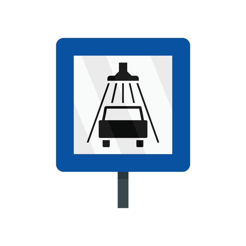 icône de lavage de voiture de panneau de signalisation, style plat vecteur