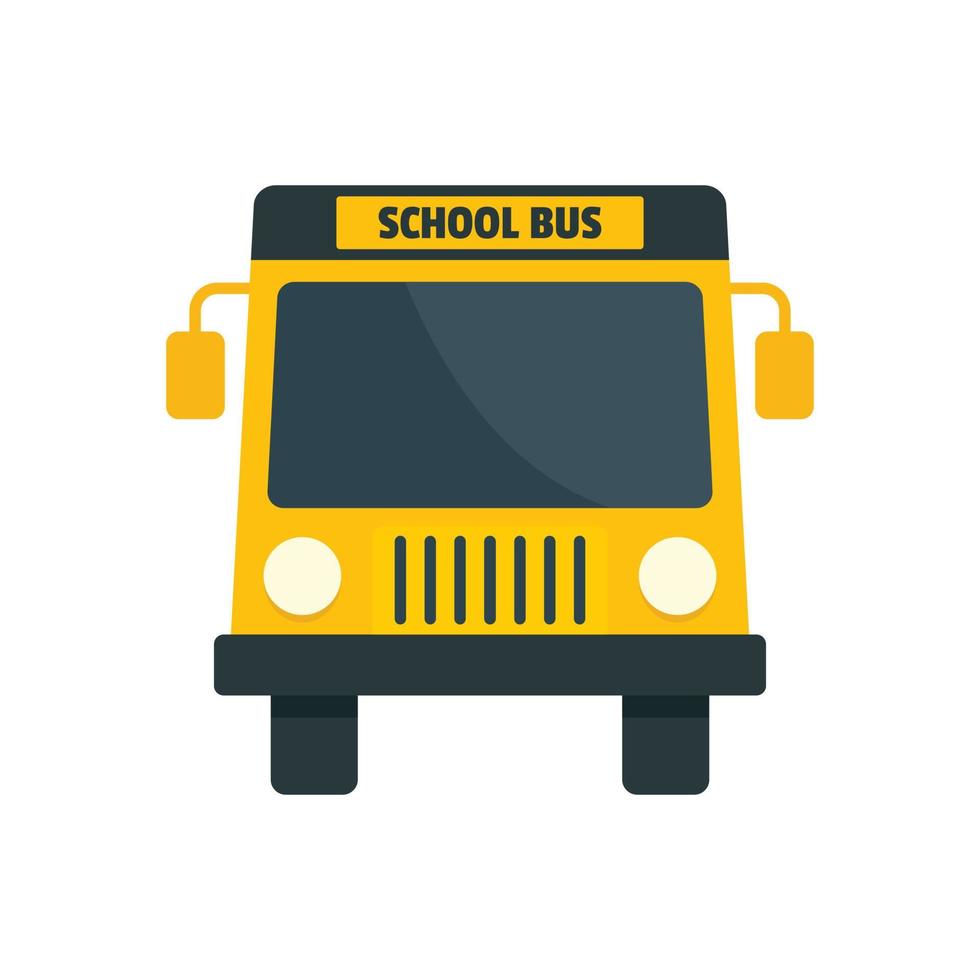 icône de mini bus scolaire jaune, style plat vecteur