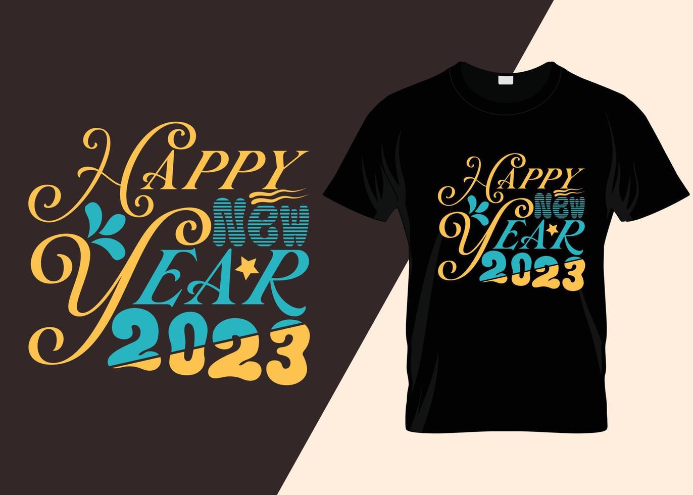 bonne année 2023 conception de t-shirt de typographie vecteur