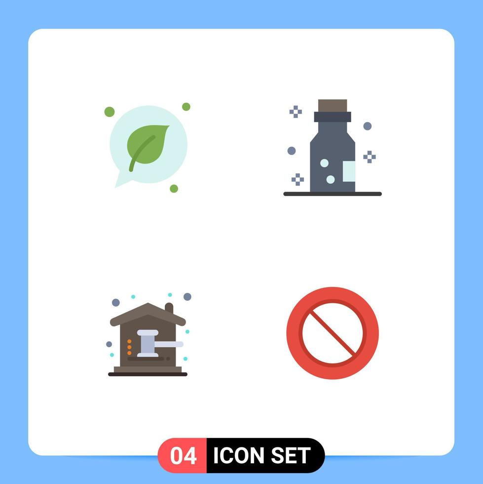 pack de 4 icônes plates créatives de chat aux enchères marteau sauver danger maison éléments de conception vectoriels modifiables vecteur
