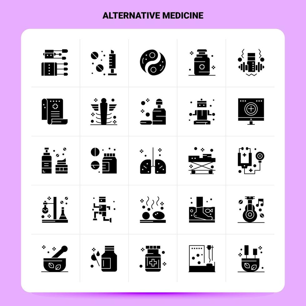 ensemble d'icônes de médecine alternative solide 25 icônes vectorielles de conception de style de glyphe ensemble d'idées d'affaires web et mobiles illustration vectorielle de conception vecteur