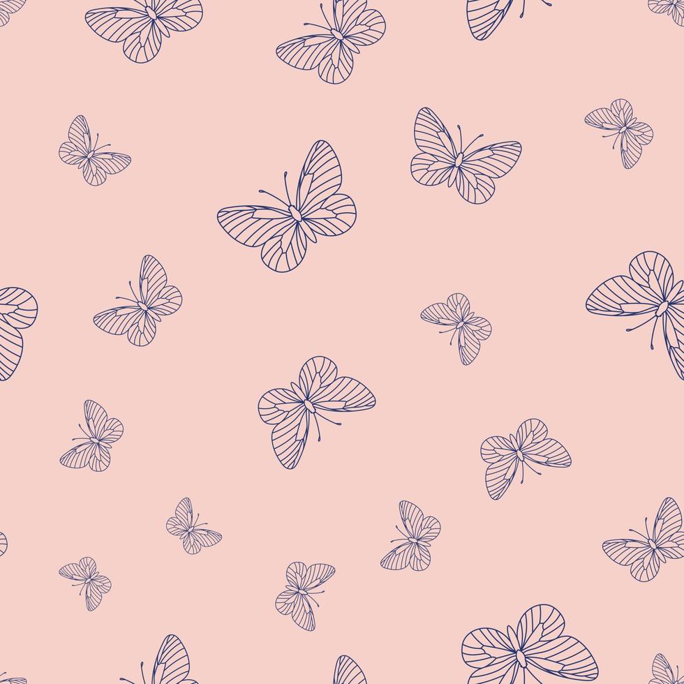 motif de répétition papillon bleu et rose vecteur