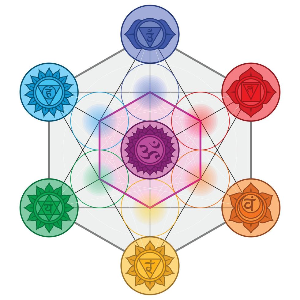 conception de vecteur metatron avec symbole de chakra