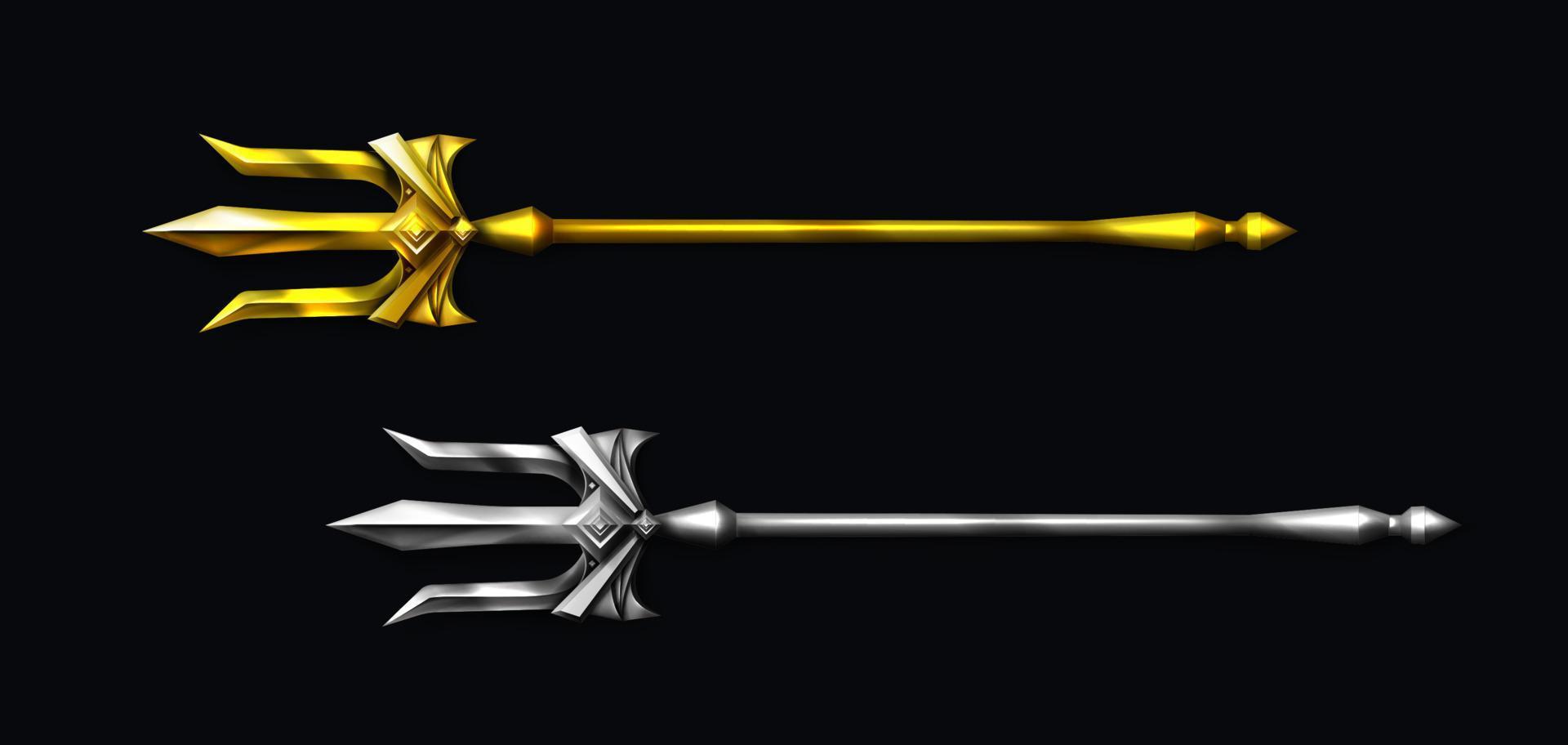 trident d'or et d'argent, fourche du diable vecteur