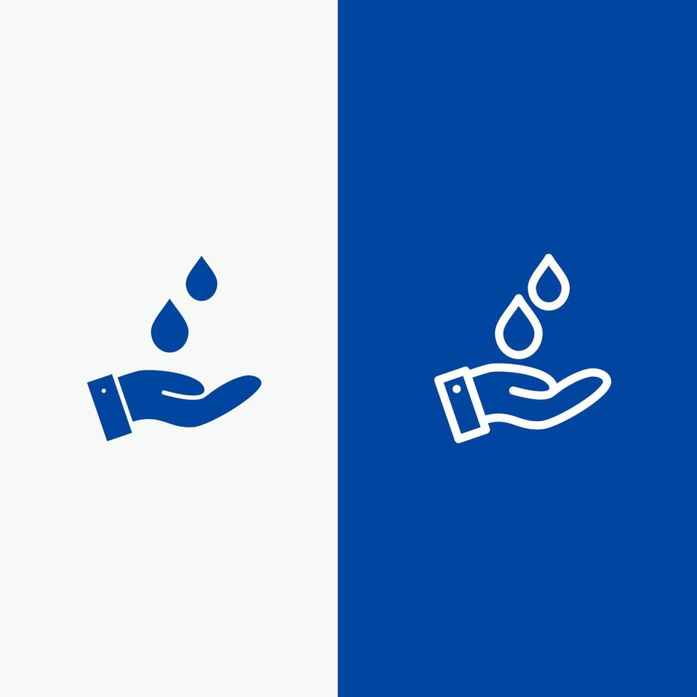 ligne électrique dénergie de leau purifiée et glyphe icône solide bannière bleue ligne et glyphe icône solide bannière bleue vecteur