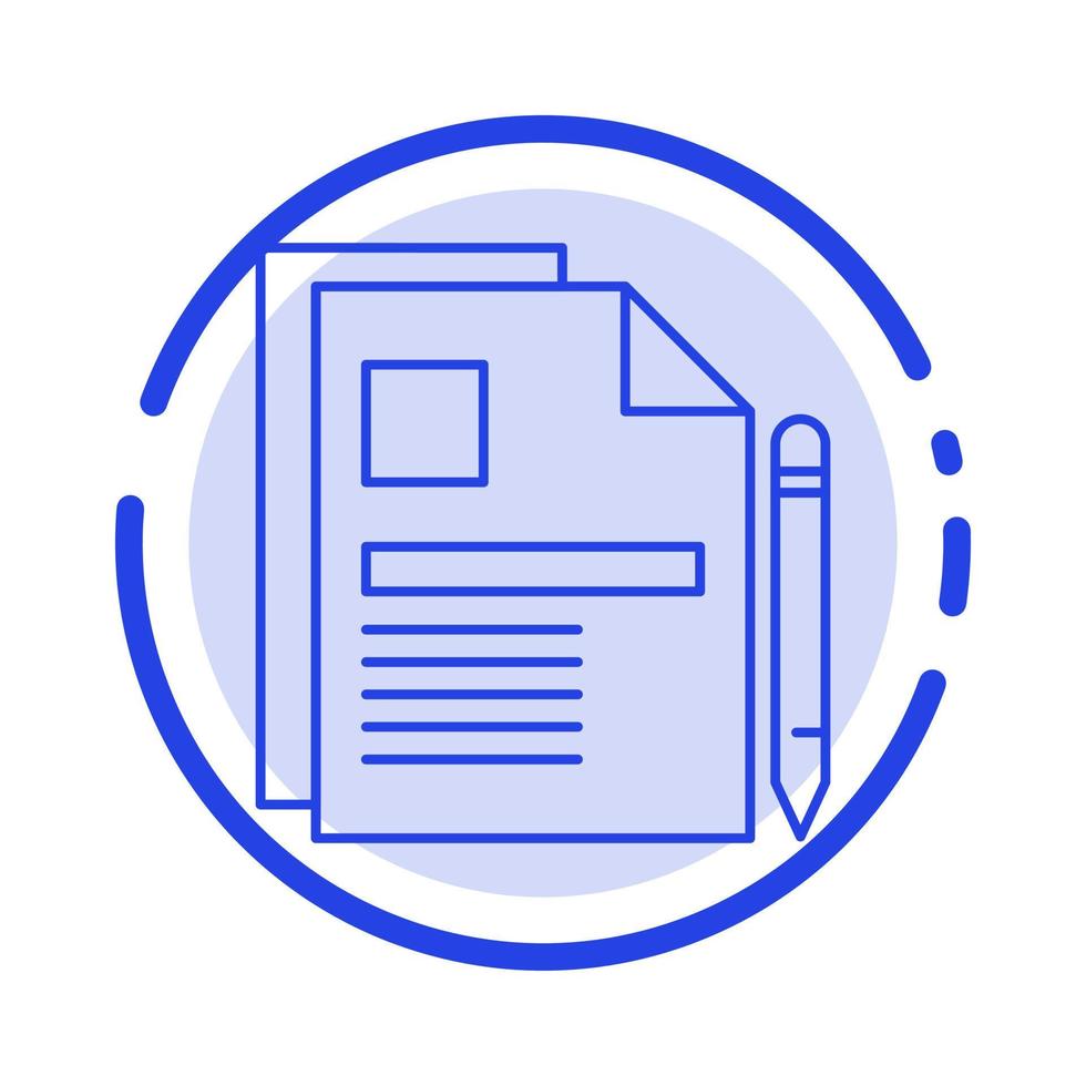 contrat document d'affaires document juridique signe contrat icône de ligne en pointillé bleu vecteur