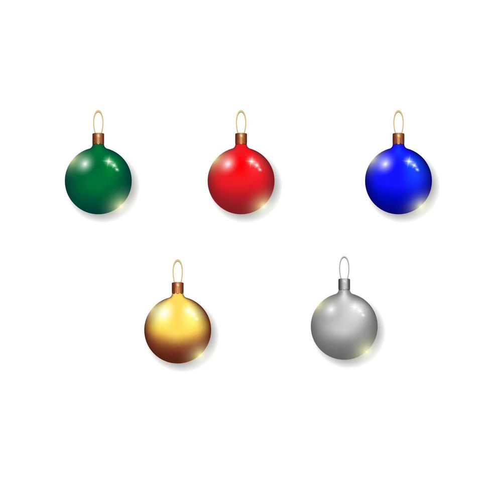 boules de sapin de Noël colorées sur un fond isolé. modèle de texte, éléments de conception, lieux de copie, cartes postales, réseaux sociaux, couvertures, bannières. nouvel an et noël. vecteur