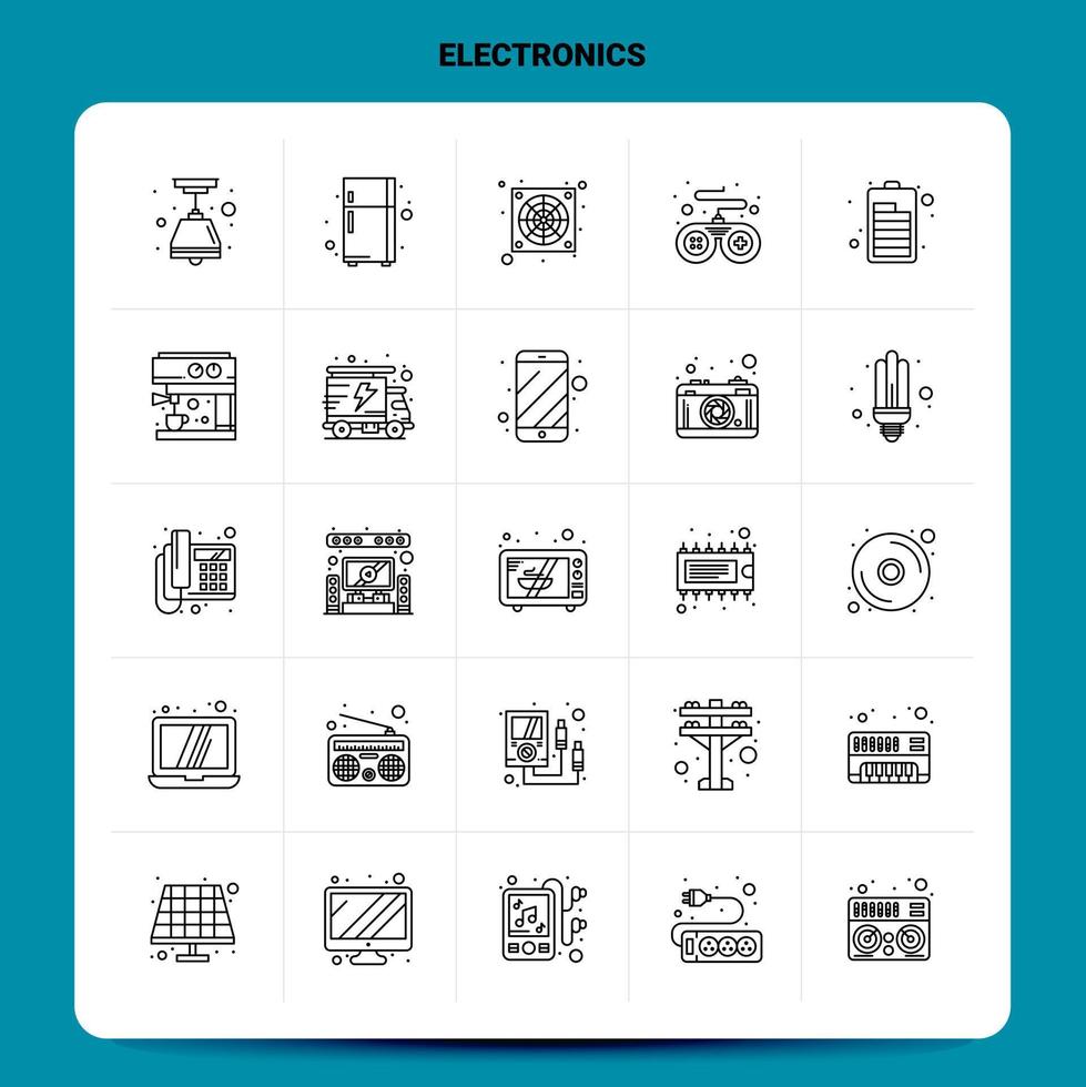 contour 25 ensemble d'icônes électroniques conception de style de ligne vectorielle icônes noires définies pack de pictogrammes linéaires idées d'affaires web et mobiles conception illustration vectorielle vecteur