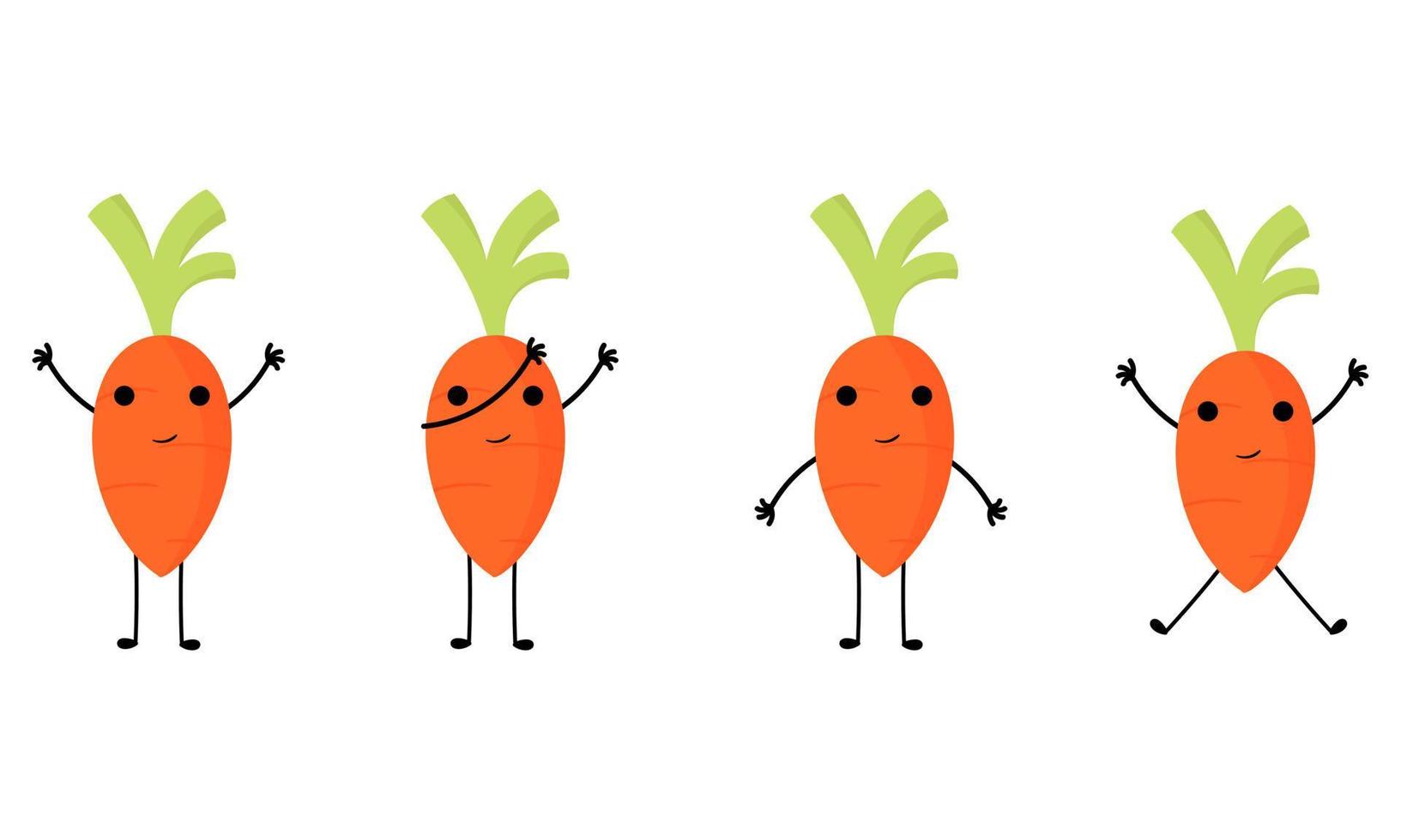 une collection d'illustrations de carottes aux visages joyeux vecteur