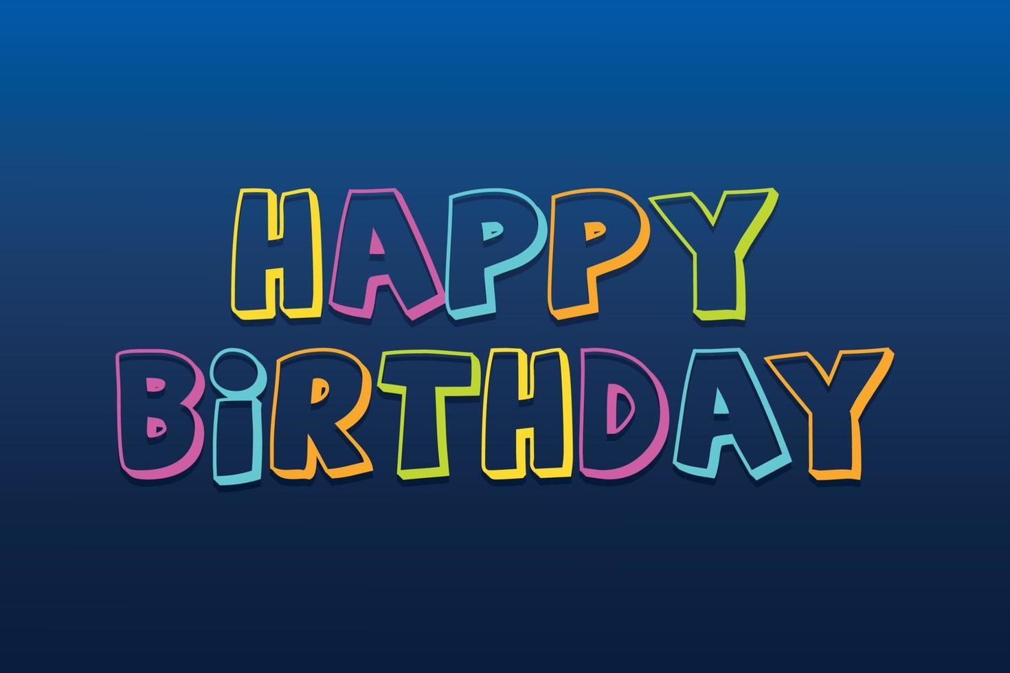 joyeux anniversaire typographie colorée sur fond sombre vecteur