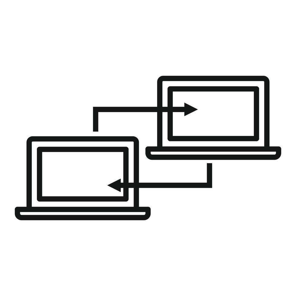 icône d'accès à distance pour ordinateur portable, style de contour vecteur