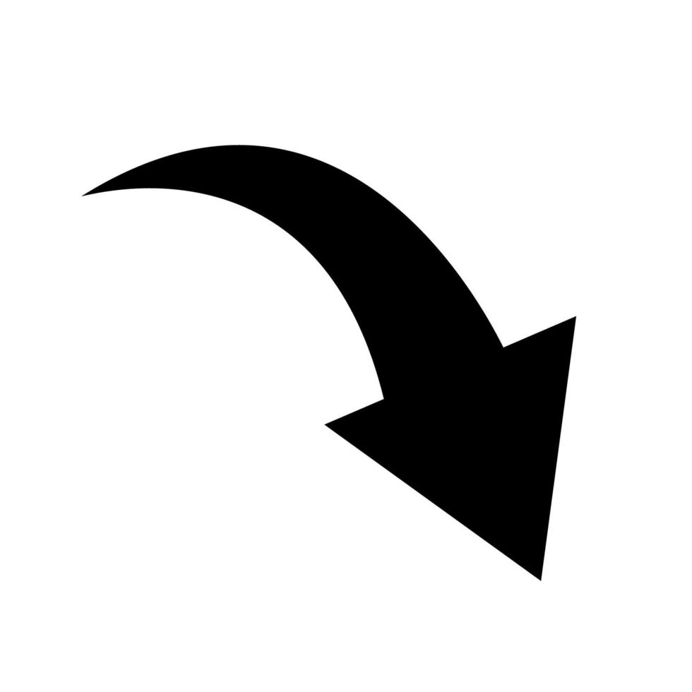 icône de flèche incurvée pointue. illustration vectorielle. flèche arrondie noire. pointeur de direction pointant vers le haut vecteur