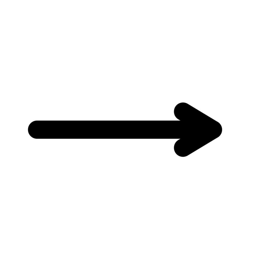 icône de flèche droite mince. flèche noire pointant vers la droite. pointeur de direction noir avec bords arrondis. illustration vectorielle vecteur