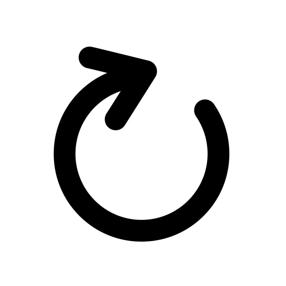 icône de flèche dans le sens des aiguilles d'une montre. flèche circulaire incurvée noire indiquant une rotation circulaire. pointeur de direction. illustration vectorielle vecteur