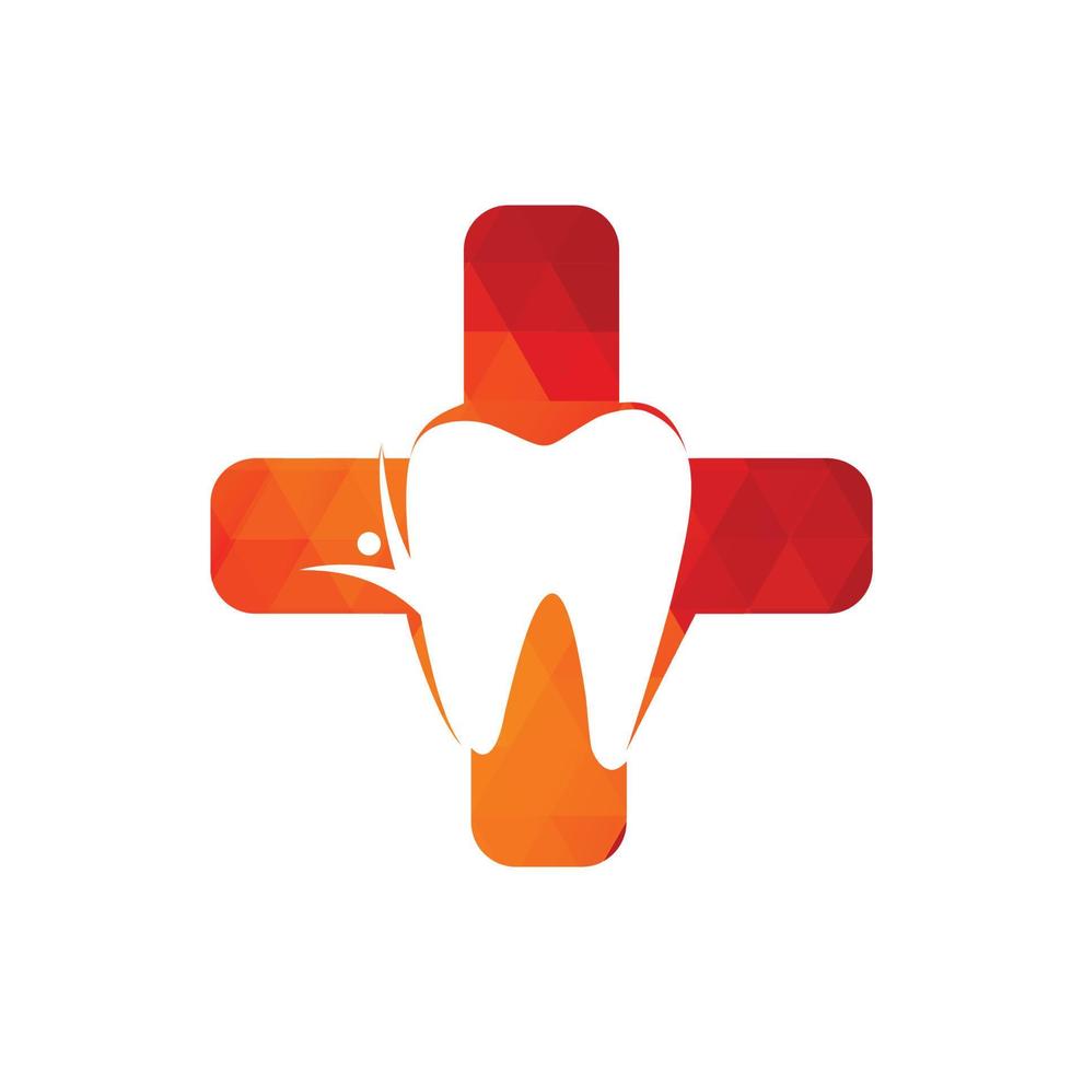 logo dentaire avec icône croix. modèle de vecteur de conception de dent de logo dentaire. icône de logo dentaire isolé sur fond blanc.