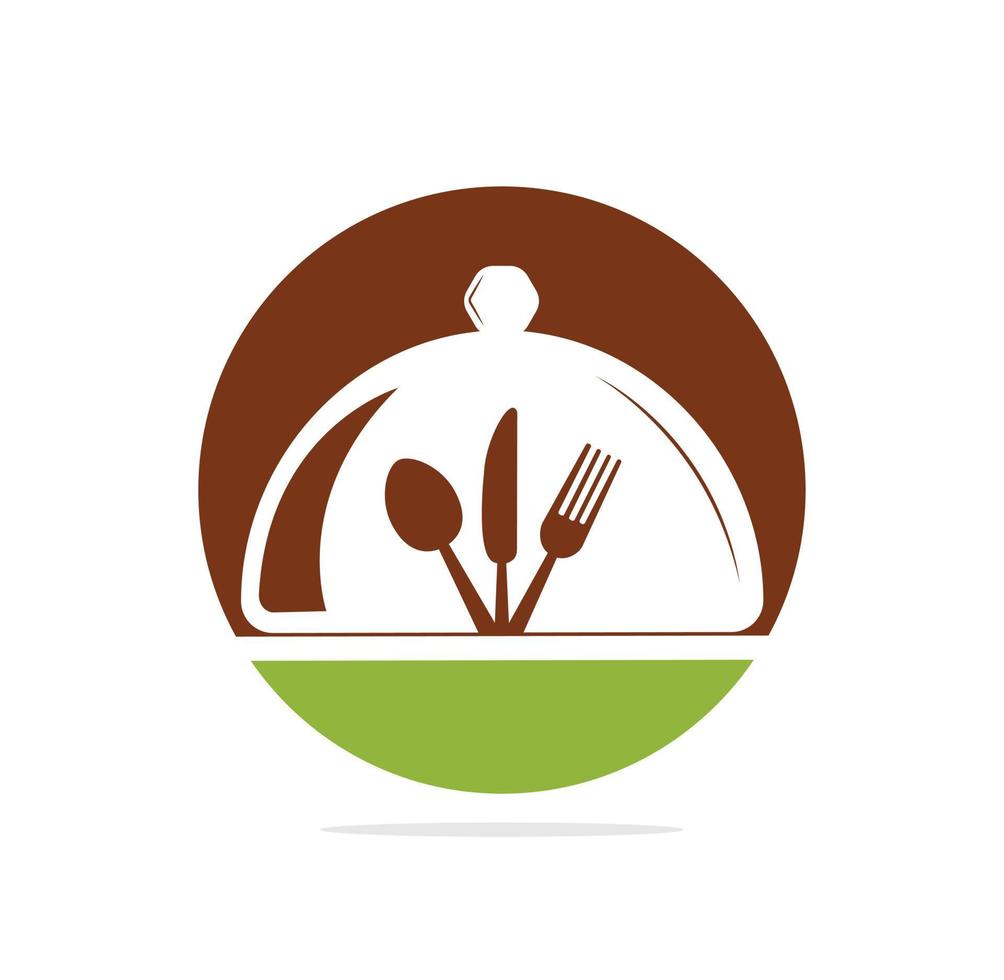 modèle de logo de nourriture fraîche. logo alimentaire avec cuillère, couteau et fourchette. vecteur de modèle de logo d'aliments sains