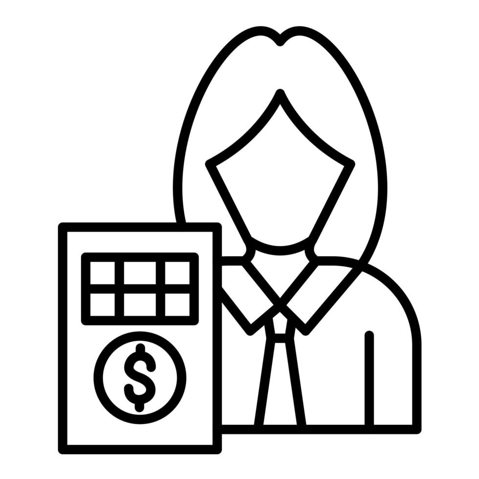 icône de ligne femme comptable vecteur